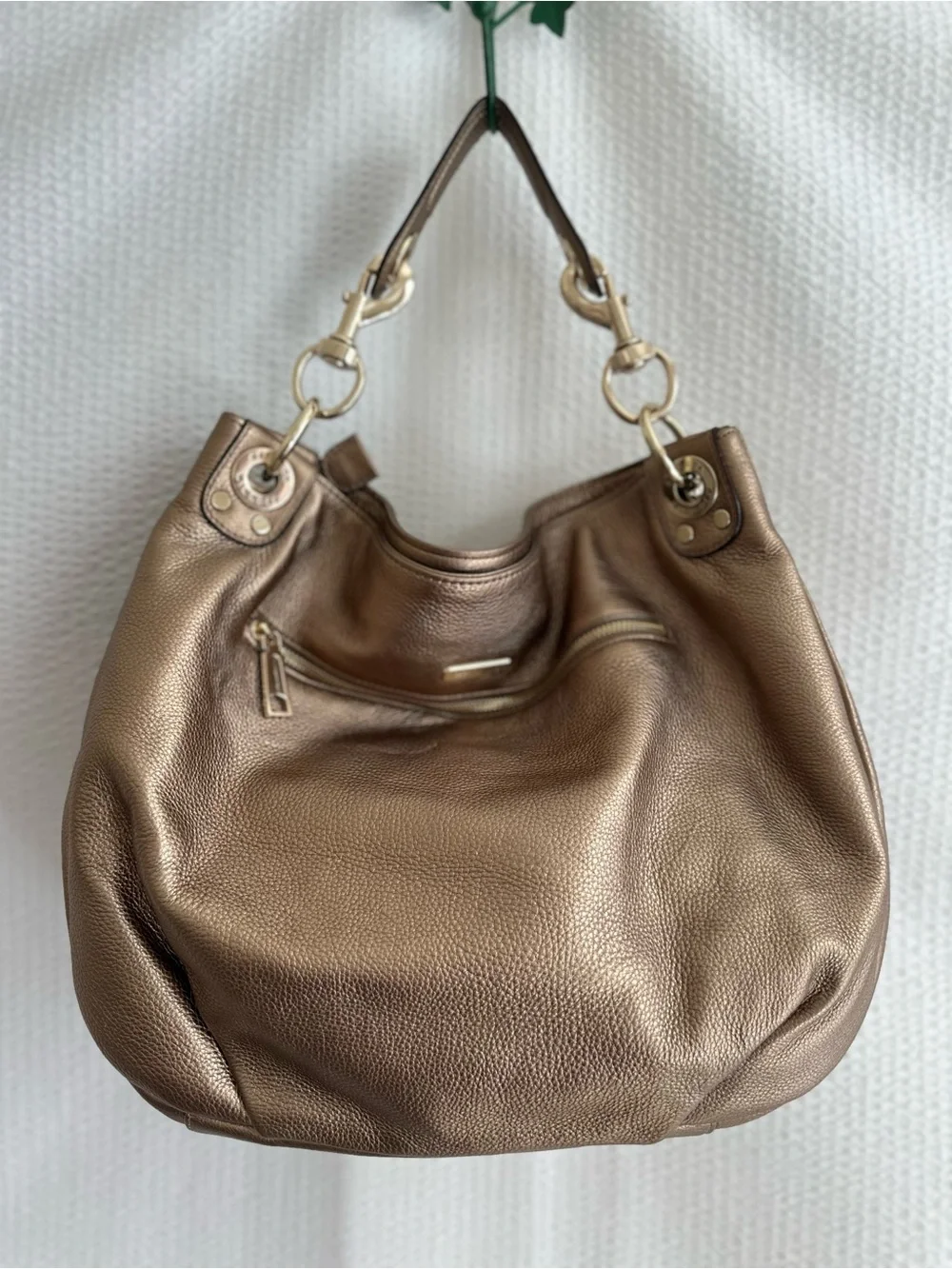 REBECCA MINKOFF Mini Luscious Hobo Bronze Leather Studded Shoulder Bag NWT